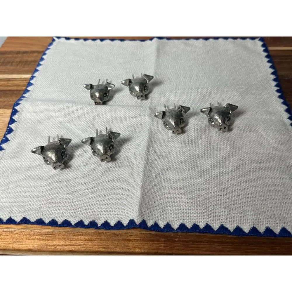 Set of 6 Metzke Pewter Pig Corn Cob Holders (1977) – Farmhouse Accessories